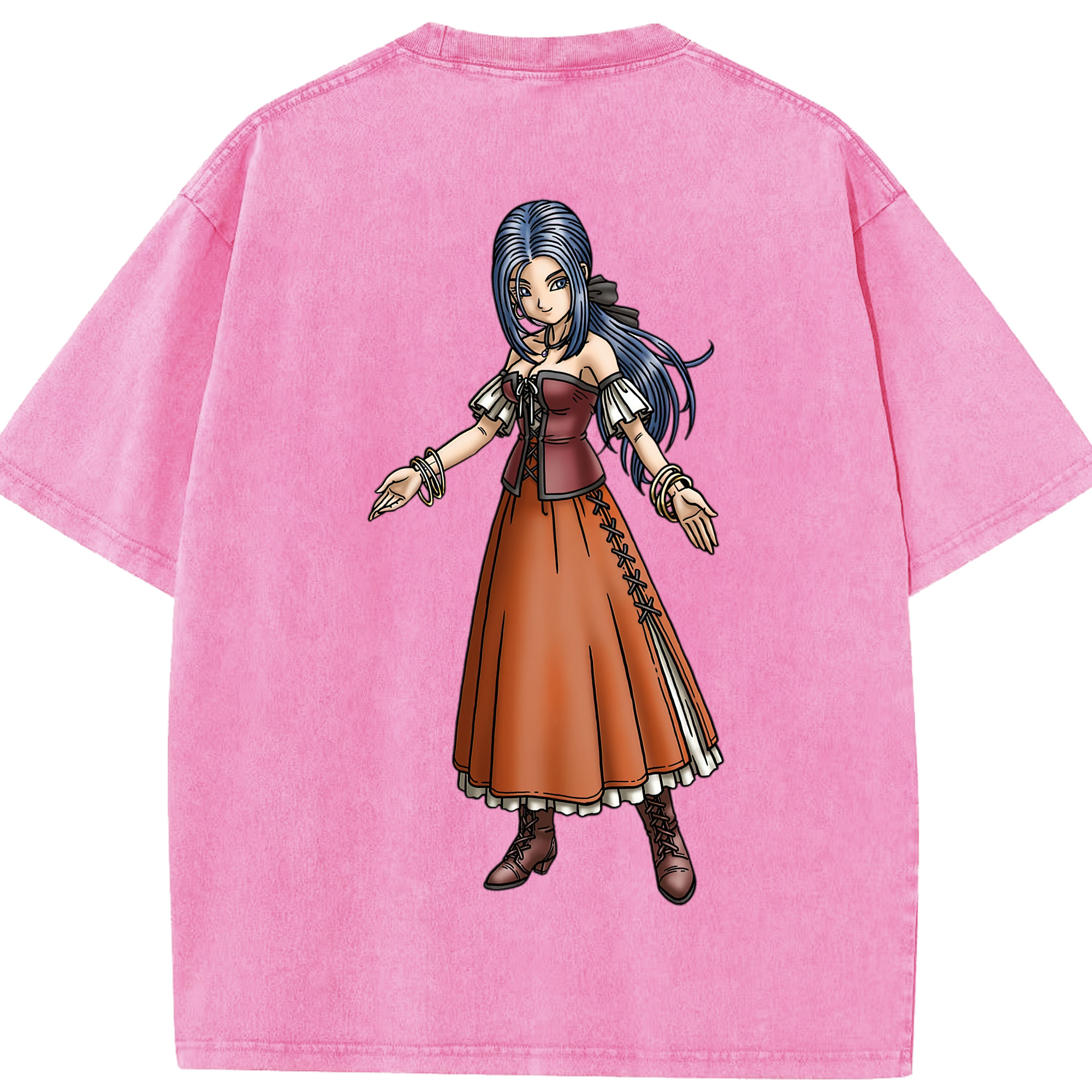 （画像用） ドラゴンクエスト Doragon Kuesuto Dragon Quest 綿100% ヴィンテージ風 半袖Tシャツ（背面プリント）